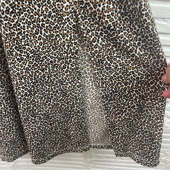 Banana Republic Long Sleeve Midi Dress Leopard Print Stretch Knit Front Slit S - Picture 8 of 16